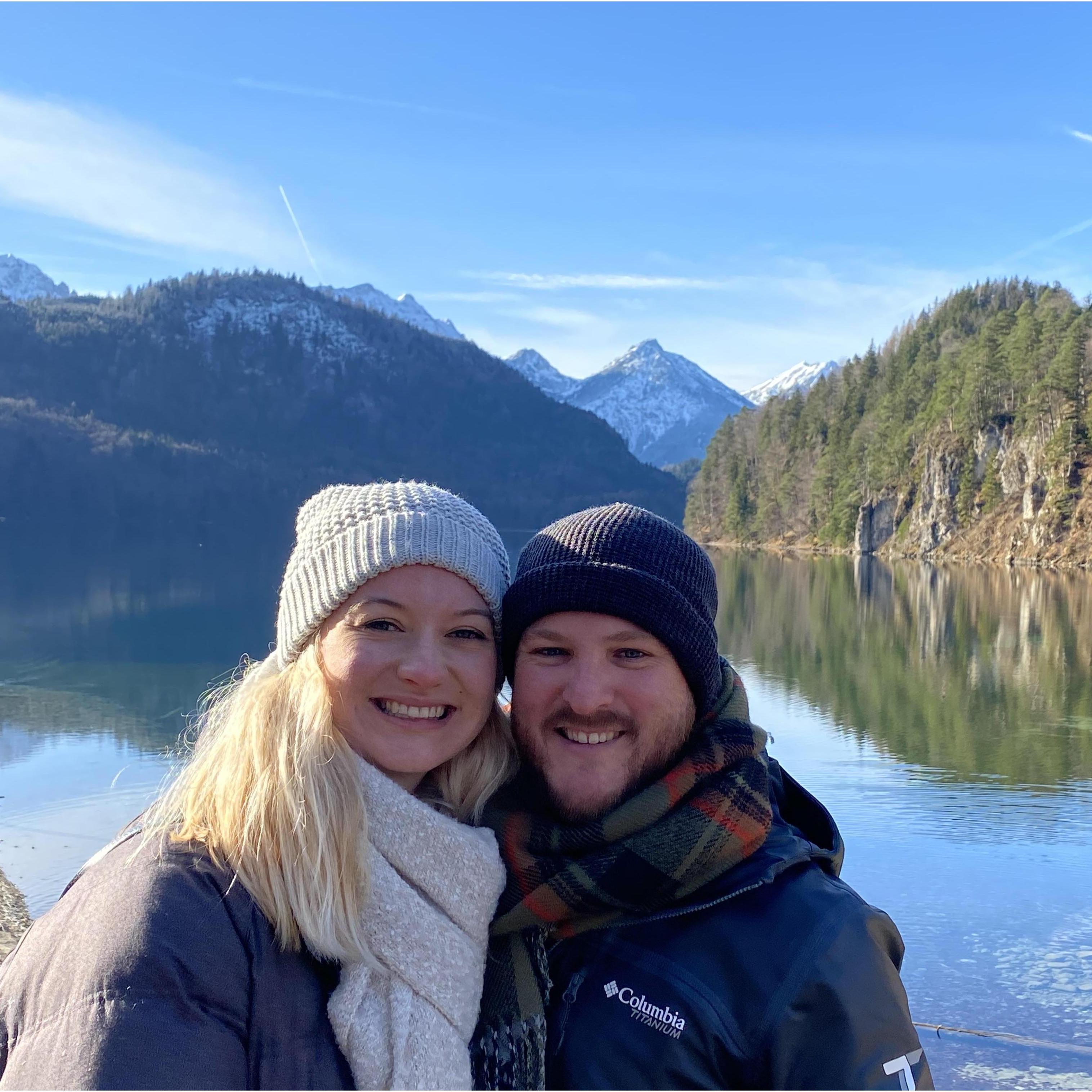 Alpsee Lake in between the Castles in Hohenschwangau, Bavaria, Germany. (December 2019)