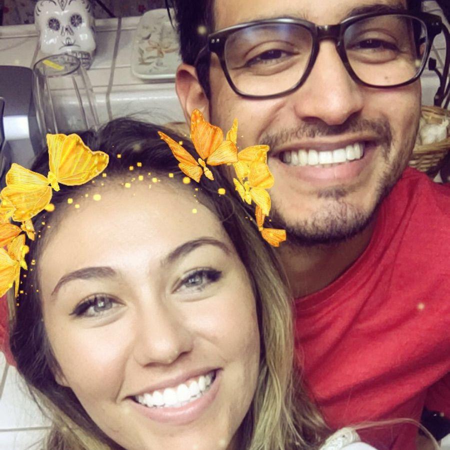 First selfie we took (snapchat lol)  Kev didn't wear glasses...he just wore them around Marilyn to impress her (September 2016)