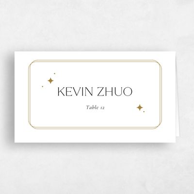 White Typography Wedding Place Card - Jelani