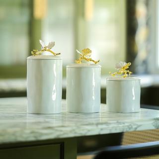 Butterfly Ginkgo Gold Porcelain Canister