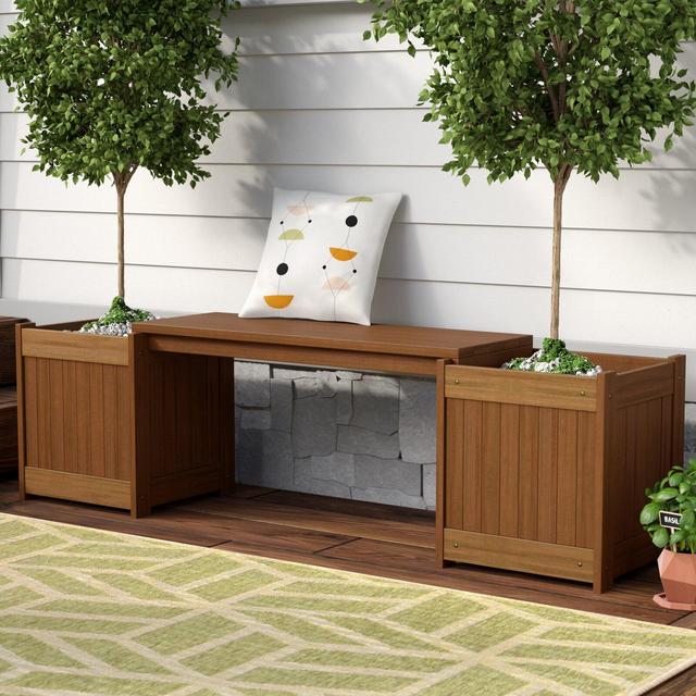 Fina Rectangular Wooden Planter Bench