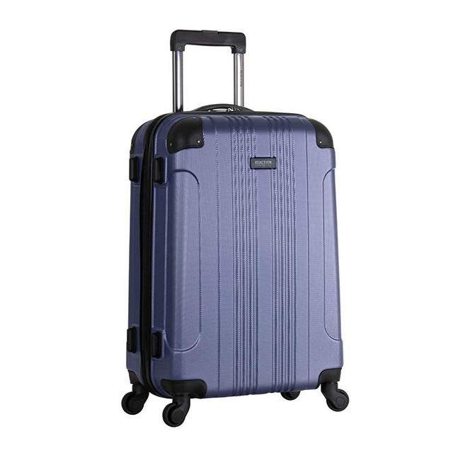 Kenneth Cole Reaction Out Of Bounds Luggage Collection Lightweight Durable Hardside 4-Wheel Spinner Travel Suitcase Bags, Smokey Purple, 24-Inch Checked