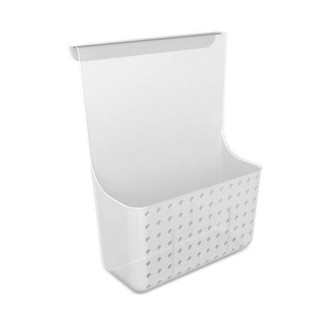 madesmart Over-Door Organizer, Storage for Aluminum Foil, Parchment Paper & Kitchen Wraps, Single Ventilated Bin with Soft-Grip Over-Door Hook, White