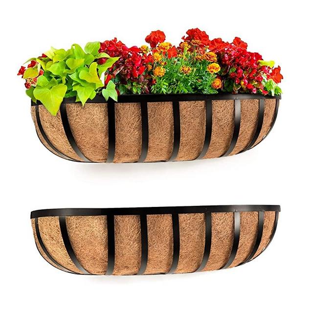 Sekcen Railing Planter Window Box Deck Balcony Rail Planter 24 Inch for Porch Fence Patio Outdoor 2 Pack