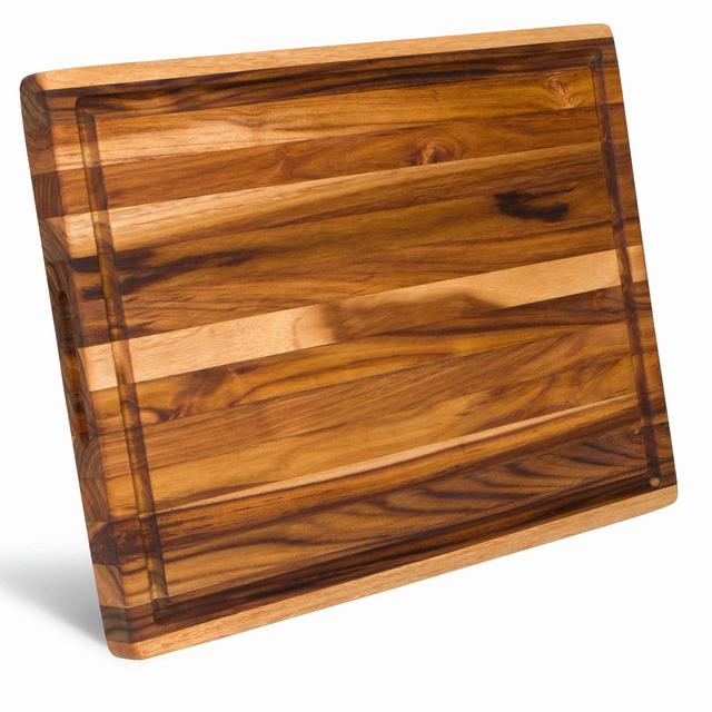 Thick Edge Grain Teak Wood Cutting Board, Juice Groove, Reversible, Hand Grips (24 x 18 x 1.5 inches | XXX-Large)