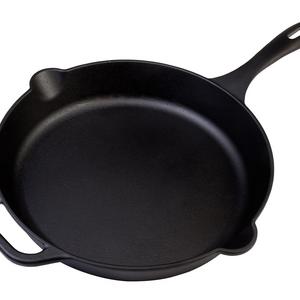 Large Pre-Seasoned Cast Iron Skillet by Victoria, 12-inch Round Frying Pan with Helper Handle, 100% Non-GMO Flaxseed Oil Seasoned, SKL-212
