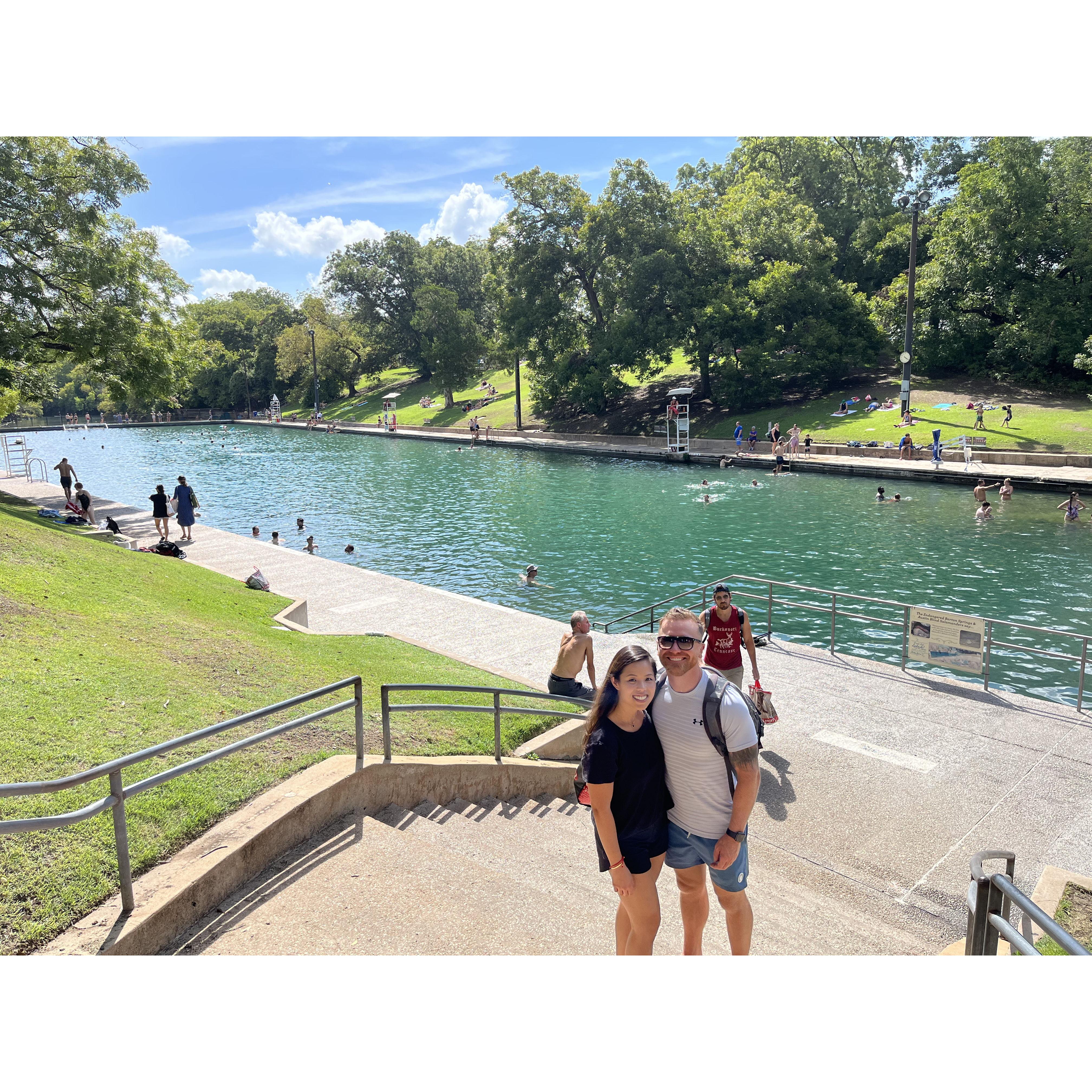 Our first photo together, at Barton Springs, of course