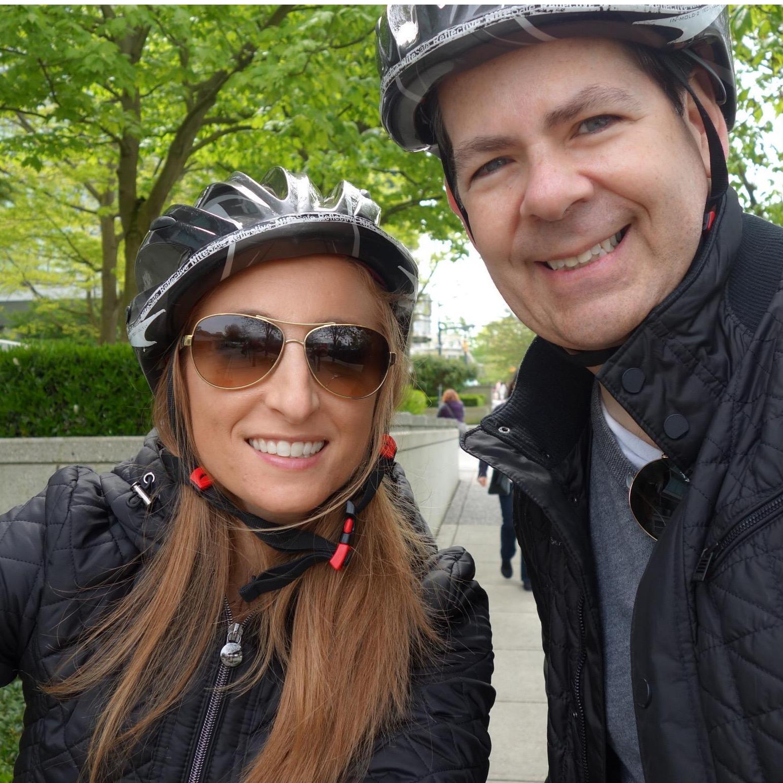 Biking through Stanley Park in Vancouver.