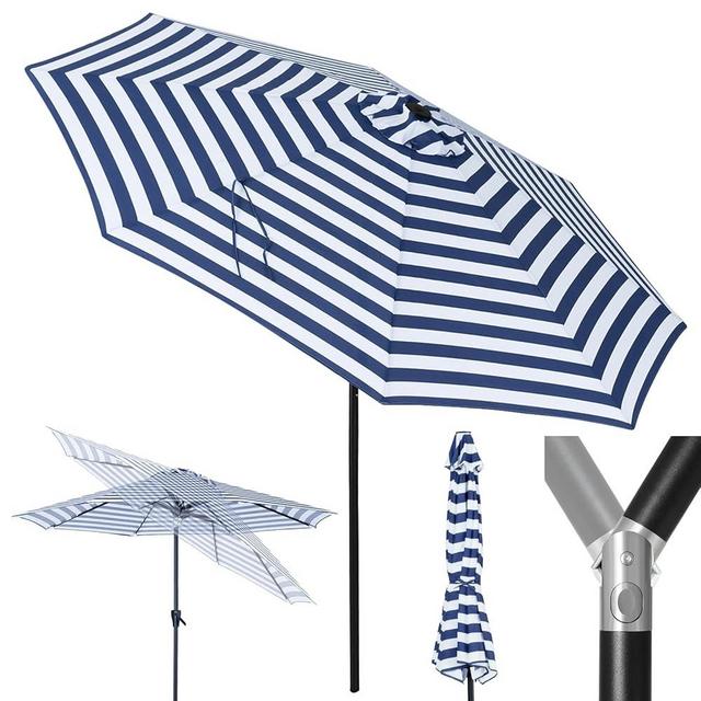 Tempera Patio Market Outdoor Table Umbrella with Push Button Tilt and Crank,Large Sun Umbrella with Sturdy Pole&Fade resistant canopy,Easy to set