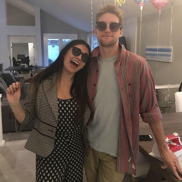 On one of our first dates we went thrift shopping together and picked out an article of clothing for each other.