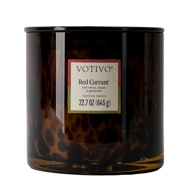 Votivo Red Currant Tortoise Scented Candle | 22.7 oz Soy Wax Blend | Decorative Home Decor Tortoise Shell Pattern | 100 Hour Burn Time