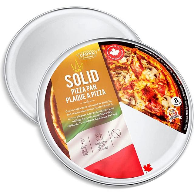 Crown Pizza Pan 16 inch, 2 Pack, Sturdy, Rust Free, Pure Aluminum, Made in Canada