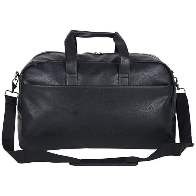 Kenneth Cole Reaction Port Stanley 20" Duffel Pebbled Vegan Leather Carry On Shoulder Duffle Travel Bag, Black