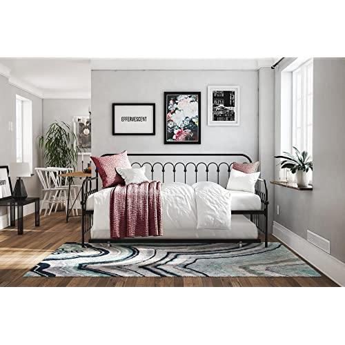 Novogratz Bright Pop Daybed with Trundle | Twin Size Frame in Black color