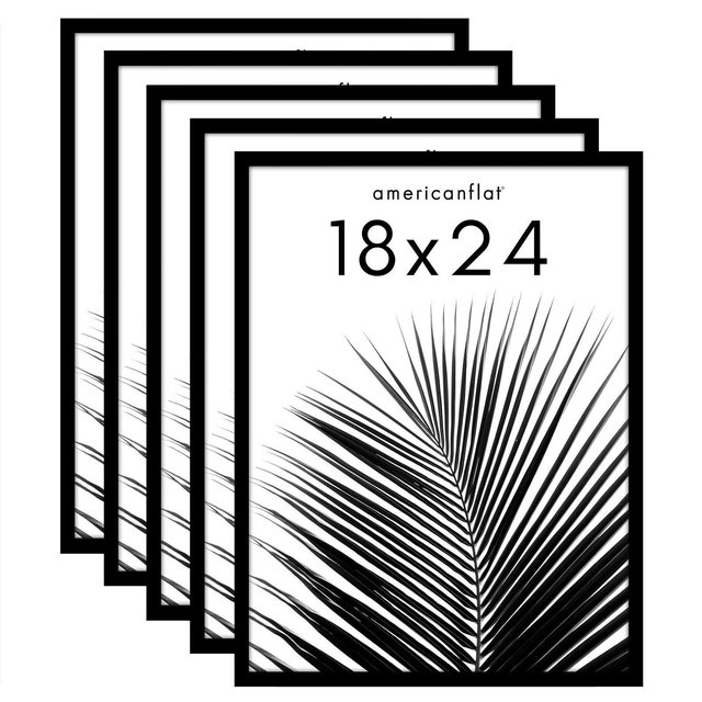 Americanflat 5 Pack of 18x24 Frames - Plexiglass Cover - Black