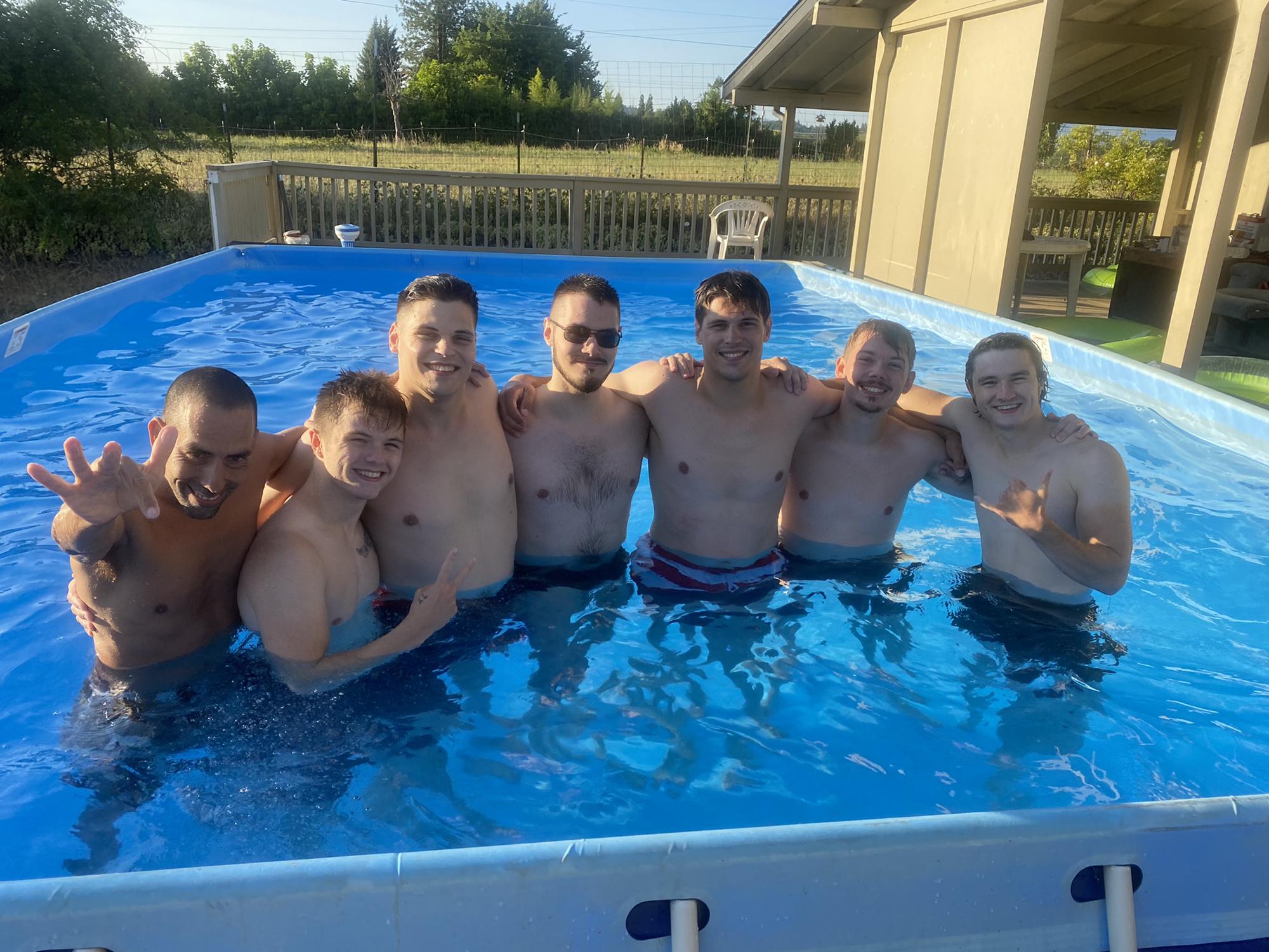 Brandon with his CREW: Brothers + Cousins Rocking It =]