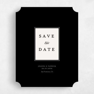 Black Ticket Wedding Save the Date - Knowlton Portrait
