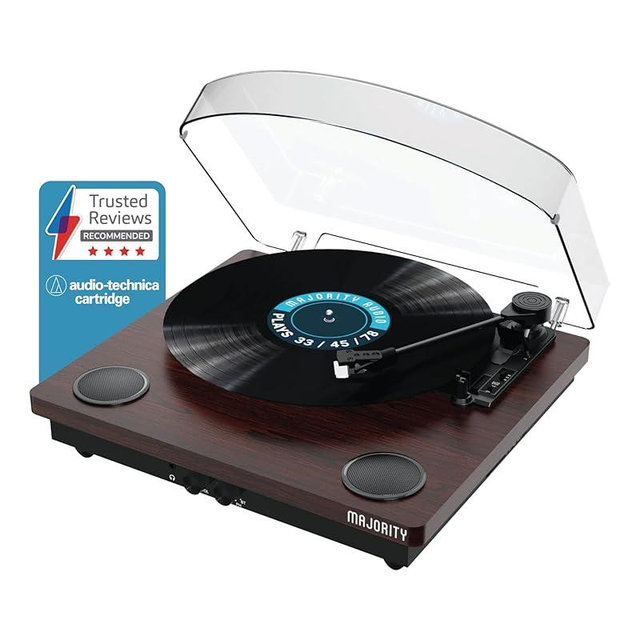 Vinyl Record Player with Bluetooth 5.3 in & Out | Record Player with Speakers & USB Recording | Bluetooth Record Player with AUX Input & RCA Output | Slipmat Included | Majority Moto Turntable