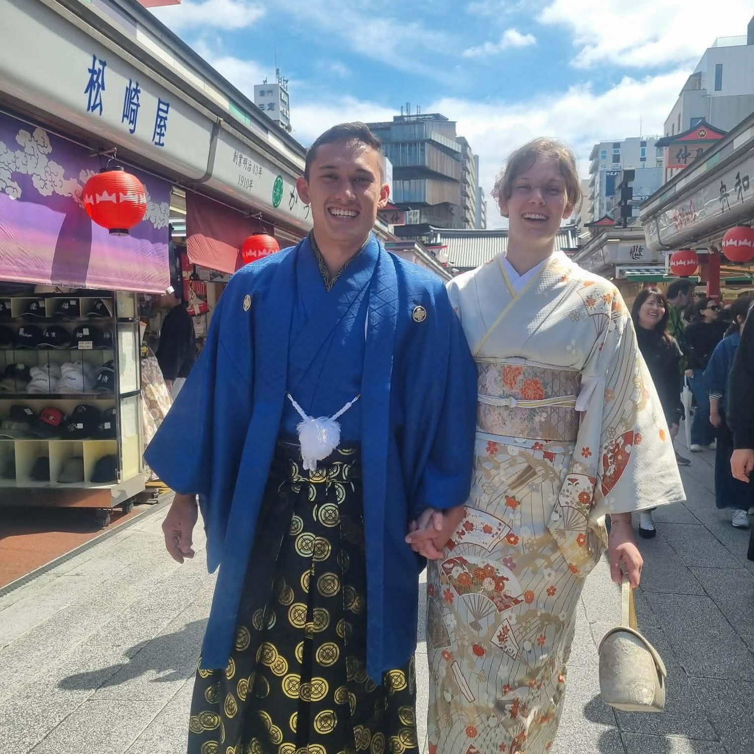 Traveling in Japan wearing traditional Kimonos