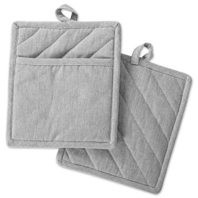 DII Design Imports Solid Chambray Pot Holder (Set of 2) in Grey