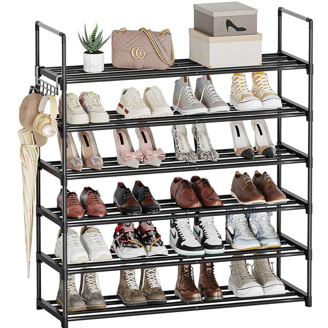Saincustom Shoe Rack, 6 Tier Shoe Organizer, Metal Shoe Rack for Closet, Shoe Storage for Front Door Entrance, Closet,Entryway,Garage & Corridor, Stackable Shoe Stand Shelf zapateras organizador