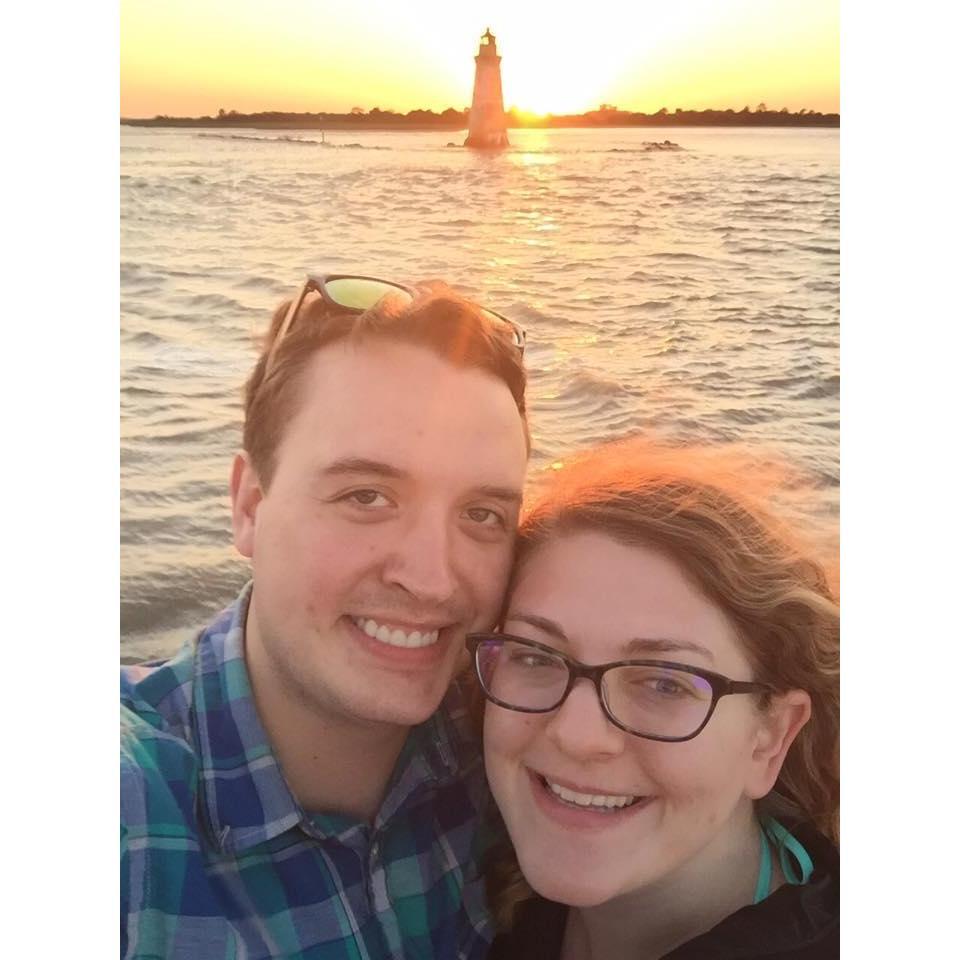 Sunset boat cruise outside of Savannah. A Favorite picture of ours.