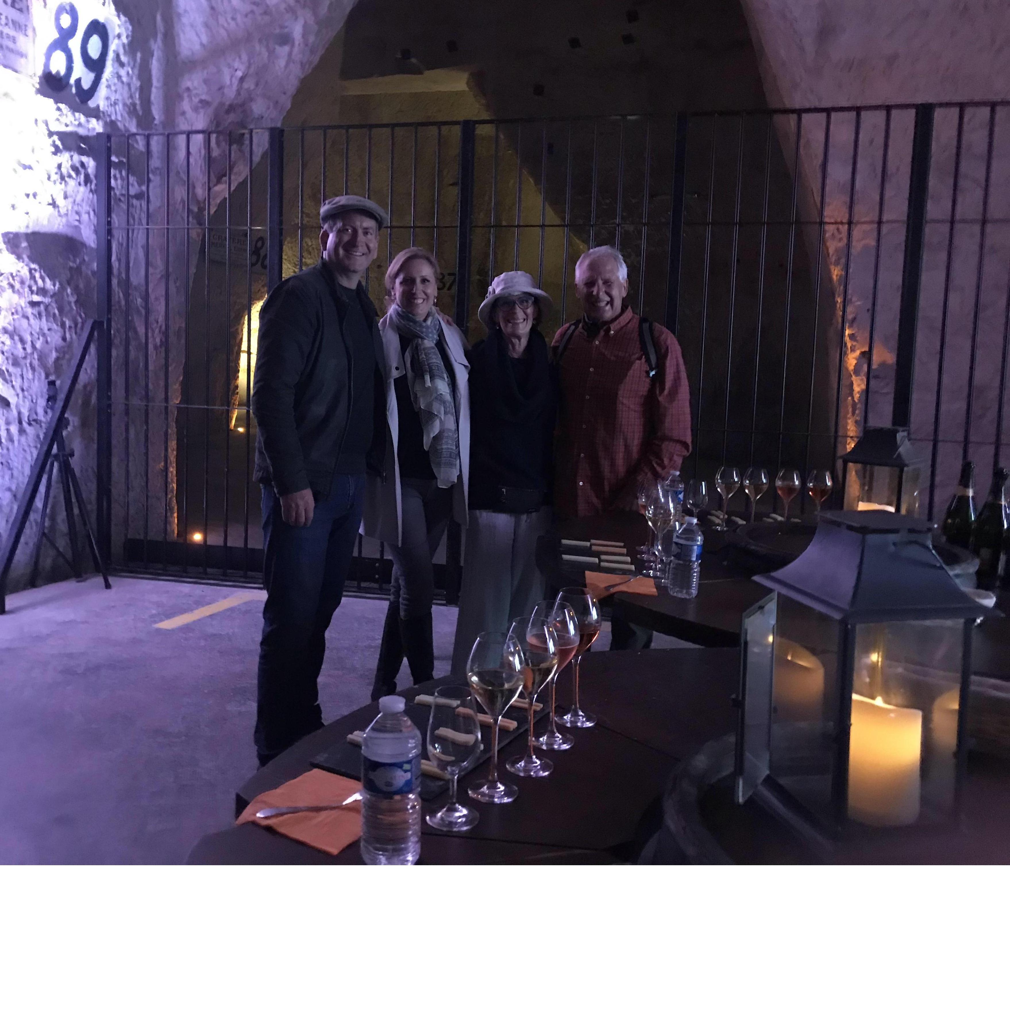 Deep in the caverns of Veuve Clicquot with good friends sampling the treasures that were poured.