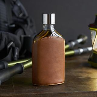 Admiral Parker Leather-Wrapped Glass Flask
