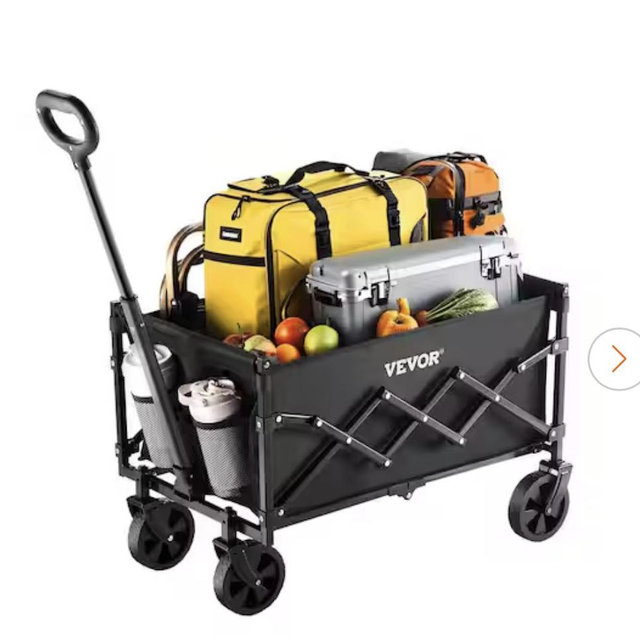 VEVOR 1.96 cu ft., Steel, Collapsible Wagon Garden Carts, All-Terrain Wheels, Heavy Duty Outdoor Utility Cart, Black ZDHYBXSSTCHSC3NLWV0