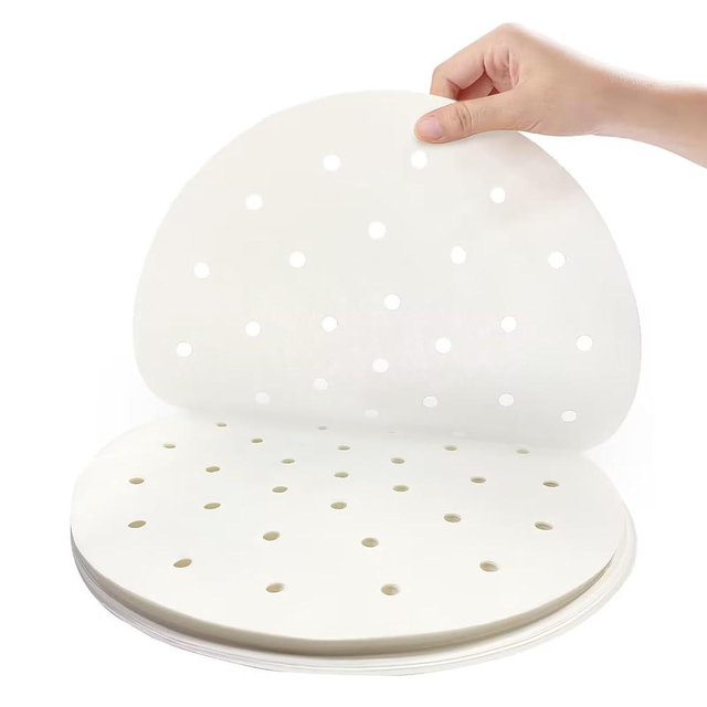 air fryer disposable paper liner Accessories 7" 8.5" 9"10" 100pcs Parchment Paper Bamboo Steamer liners Perforated Anti-stick Waterproof 100% Pure Raw Wood Pulp…