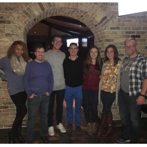Circa our first year of medical school, celebrating Alec's birthday with our small group (Lab 4)!