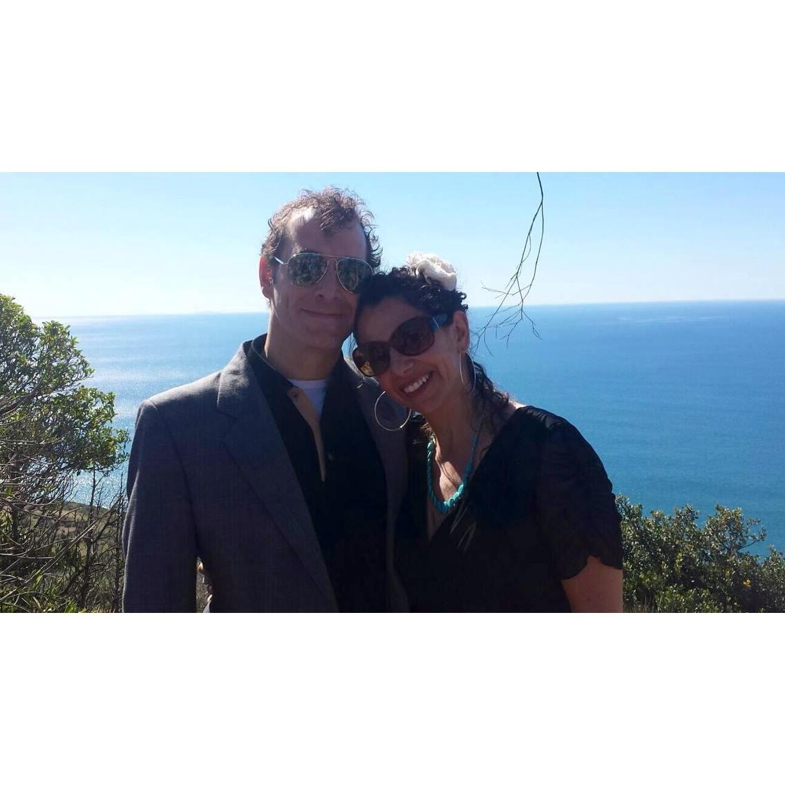At my cousin Jacob's wedding to Faye 2016 in Malibu. Aaron gets to meet Jessica's big "Brady Bunch" style family.