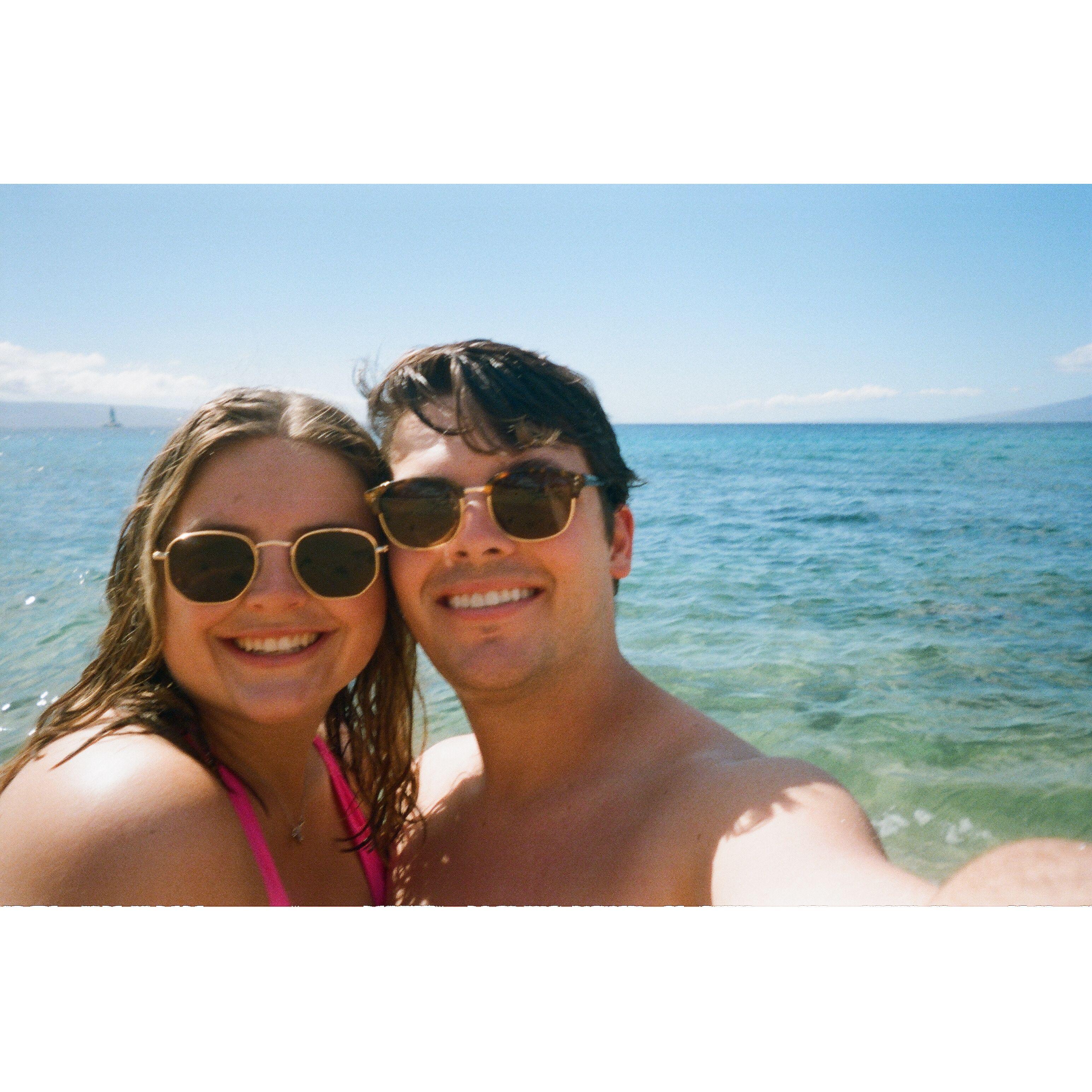 The day before G popped the question, swimming with turtles!