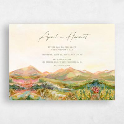 Light Butter, Yellow Wedding Invitation - Serene Landscape