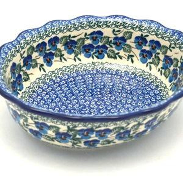 Polish Pottery Bowl - Fluted Oval - Winter Viola
