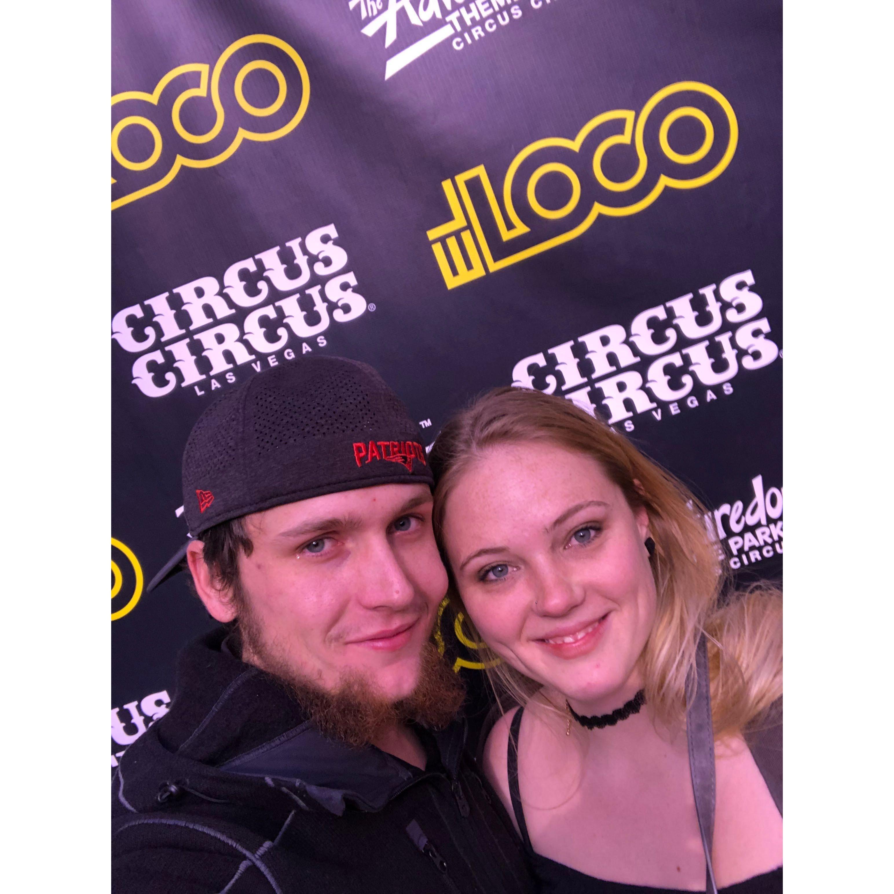 Right after riding Circus Circus indoor roller coaster