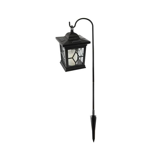 Lumabase Black Solar Lantern and Metal Shepherd's Hook