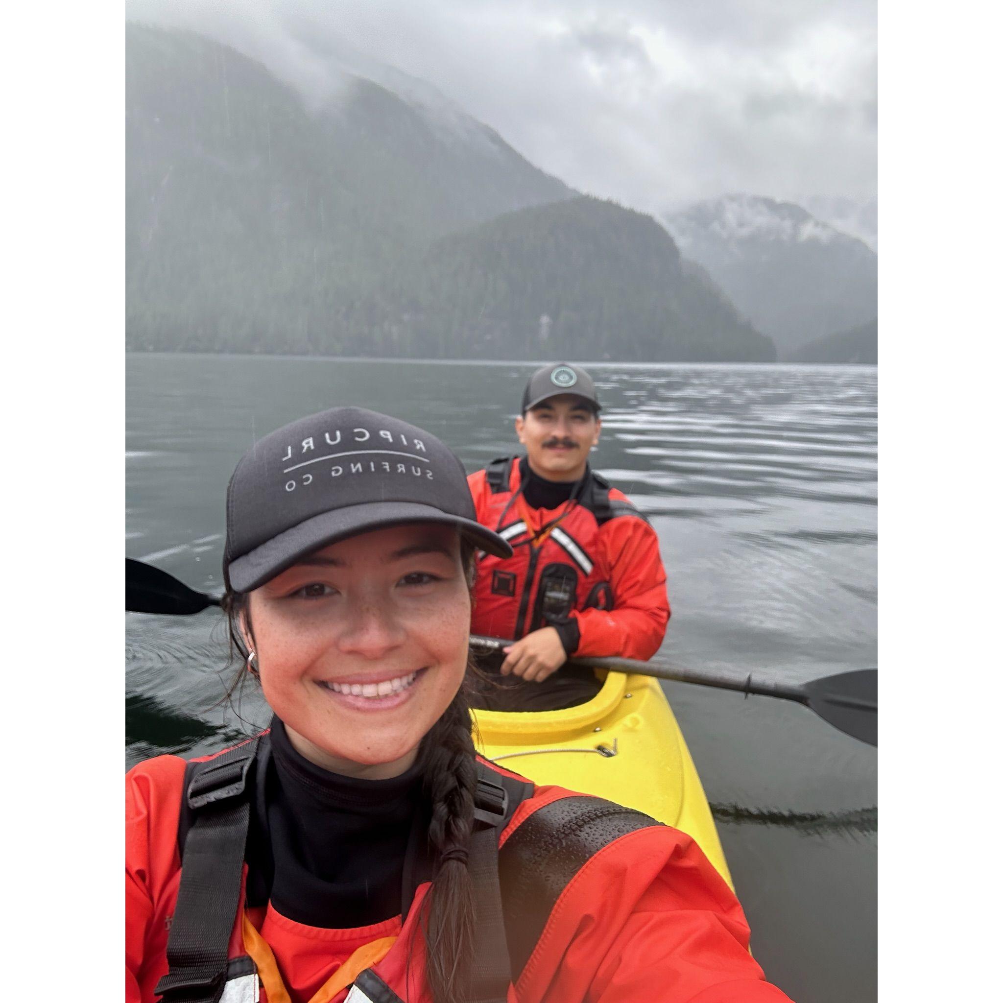 Kayaking to a glacier in Alaska