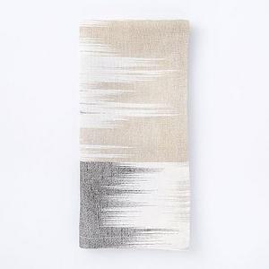 Belgian Flax Blurred Ikat Jacquard Napkins, Peach Blush. Set of 4