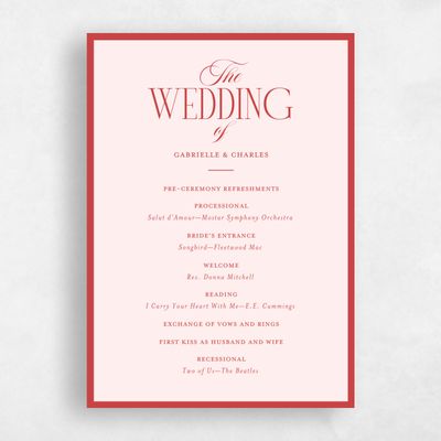 Lightest Blush, Pink Wedding Program - Ford