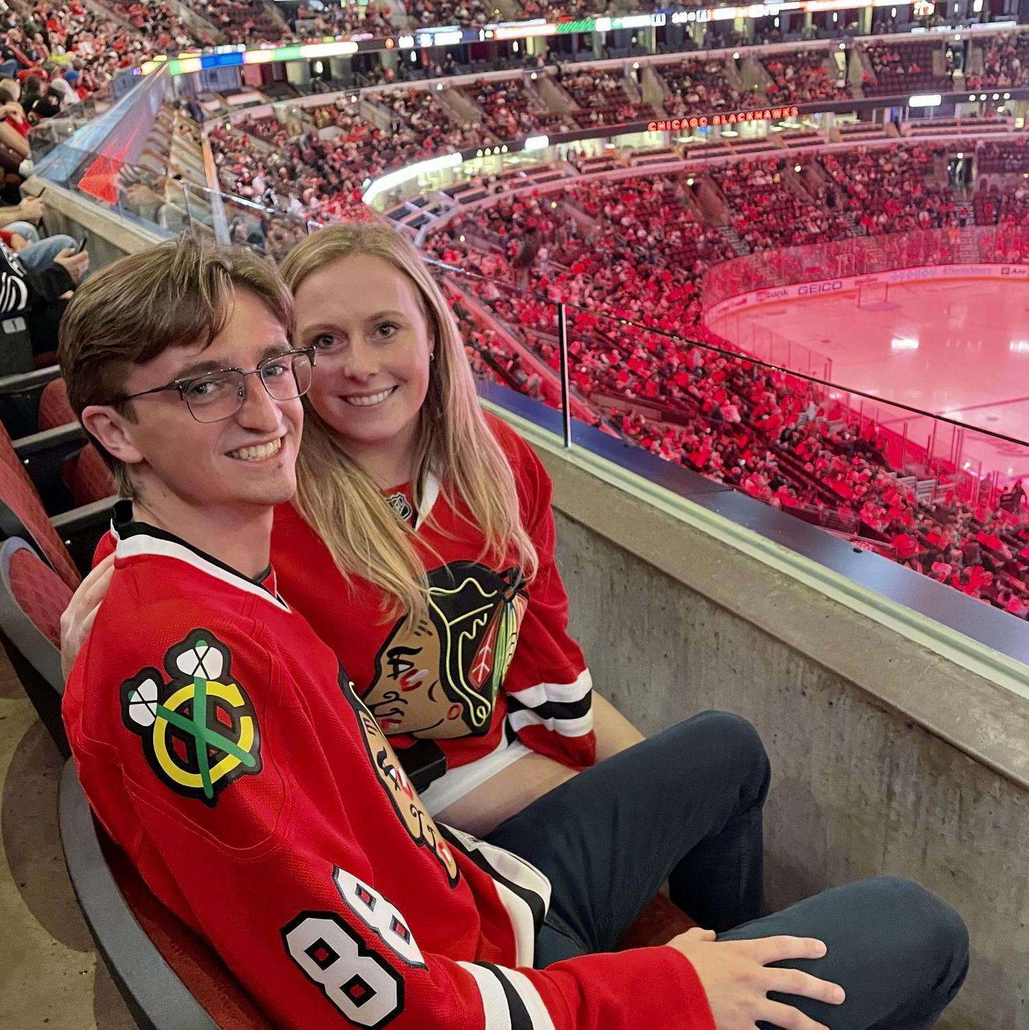 Our first of many Blackhawks games