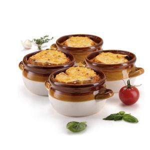 Kook French Onion Soup Bowls, Crocks with Handles, 18 oz, Set of 4.