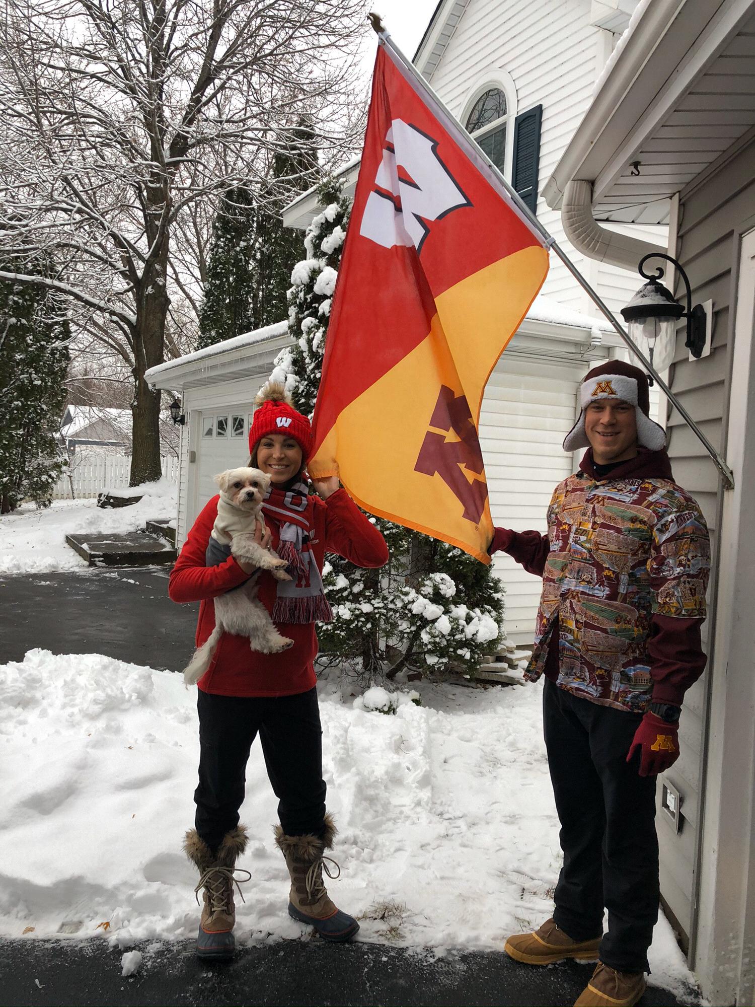Representing our Alma Maters at our new house in Eden Prairie (Leo remains neutral)