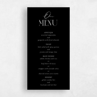 Black Wedding Menu - Portsmouth