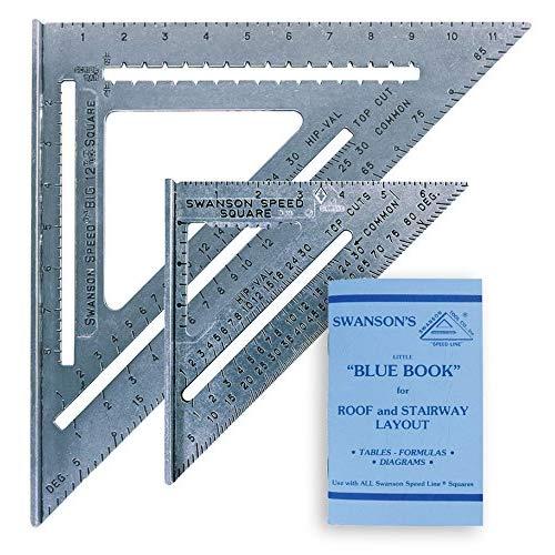 SWANSON 7 IN. SPEED SQUARE AND BIG 12 SPEED SQUARE (WITHOUT LAYOUT BAR) KIT. Includes Blue Book