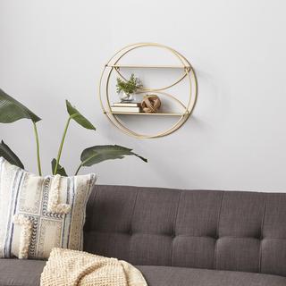 Golden Contemporary Circular Wall Shelf