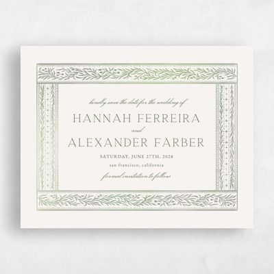 Linen, Beige Wedding Save the Date - Viridian Landscape