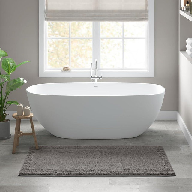Madison Park Splendor Reversible 100% Cotton Tufted Bathroom Rug-3000 GSM Hotel Quality Luxurious Plush Medium Pile Bath Mat Absorbent, Quick Dry, Shower Room Décor, 24"x44" Charcoal