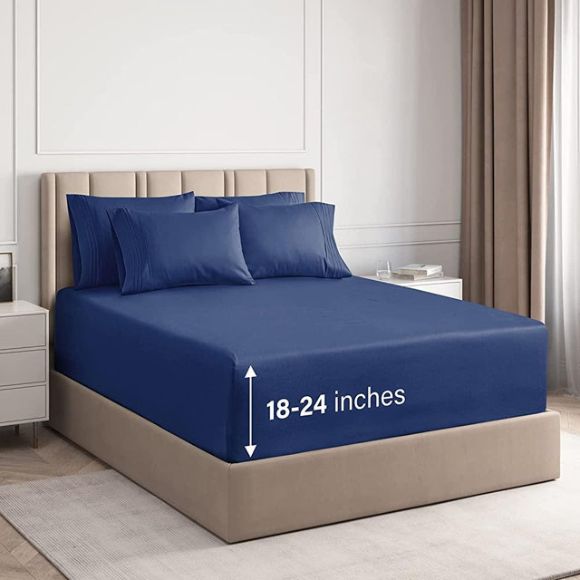Extra Deep Pocket Sheets - 6 Piece Sheet Set - Cal King Size Sheets Deep Pocket - Extra Deep Bed Sheets - Deep California King Fitted Sheet Set - Super and Ultra Deep Sheets - for Extra Deep Mattress