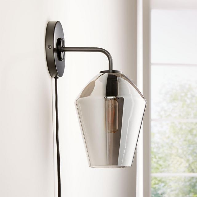 Arren Black Wall Sconce with Silver Angled Shade